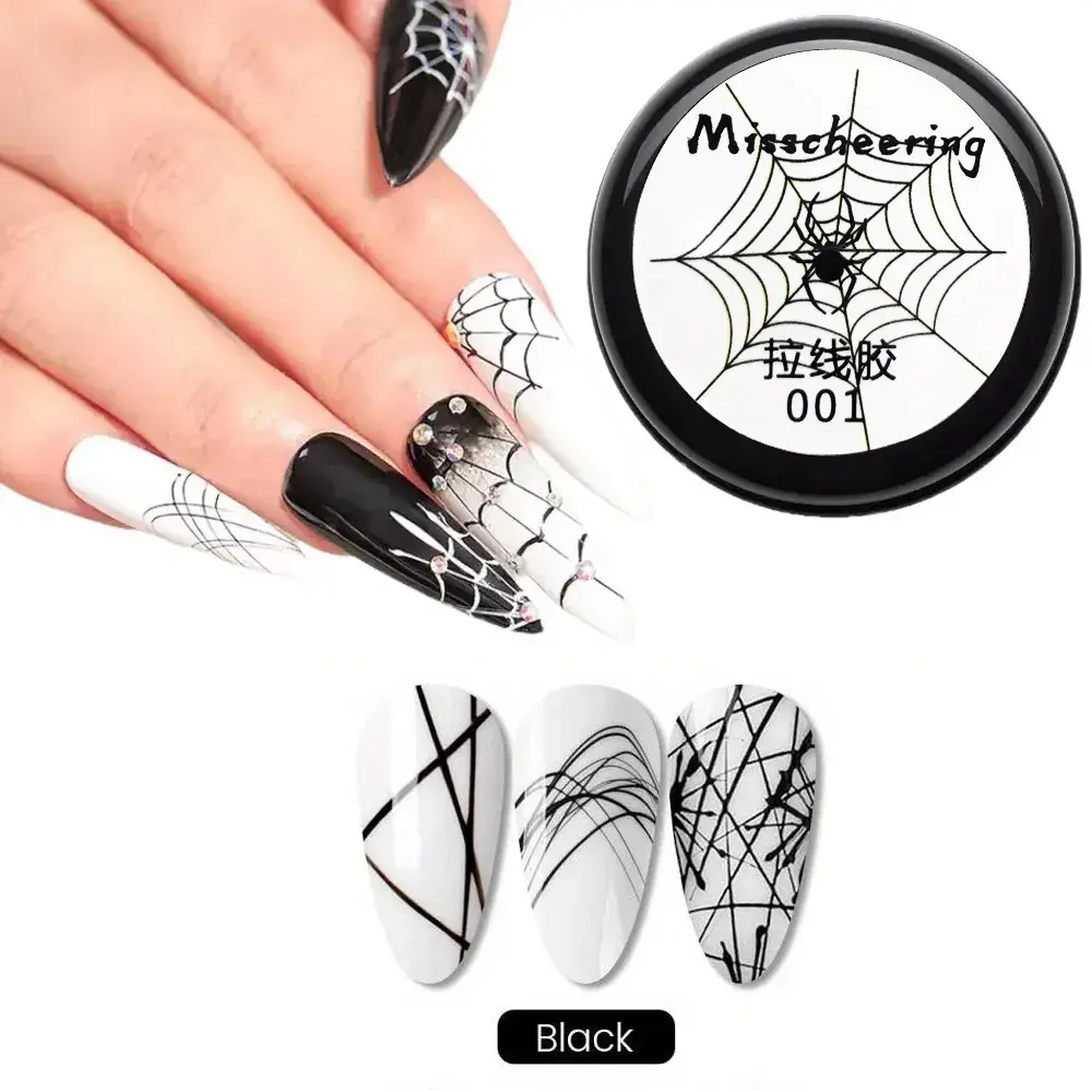 Гель-краска для ногтей "Паутинка", черная, пластичная нить, 5мл.
